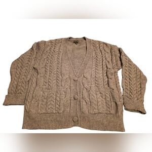 Pretty Little Thing Gray Chunky Cable Knit Slouchy Cardigan Sweater Size M EUC
